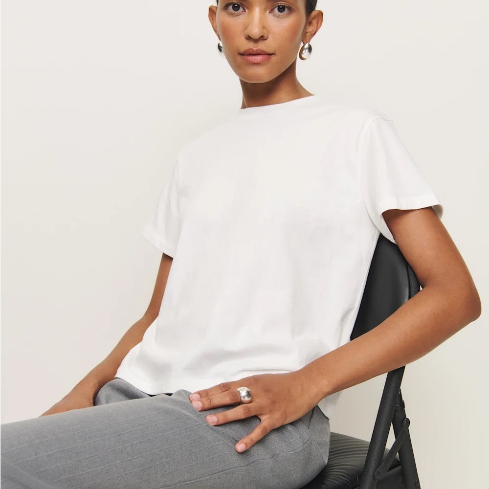 Reformation White Short Sleeve Crewneck Tee